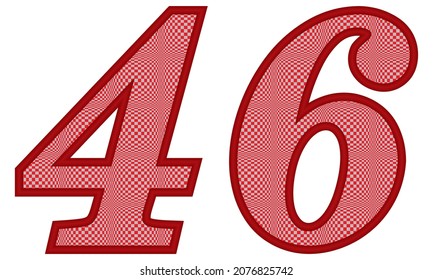 Número Cuarenta Y Seis Con Ilustración De Vector De Patrón Cuadrado. Número 46 Con Textura Cuadrada Aislada En Fondo Blanco
