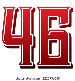 Number Forty Six Vector Illustration. Number 46 Isolated On A White Background
