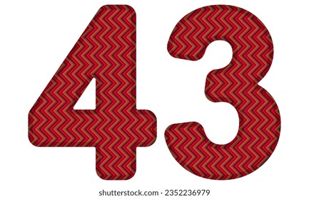 Number Forty Three With Abstract Geometric Pattern. Number 43 Isolated On A White Background