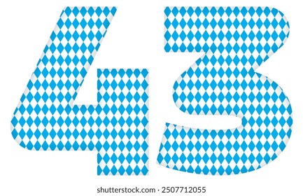 Number Forty Three With Bavarian Oktoberfest Seamless Pattern Vector Illustration. Number 43 Isolated On A White Background
