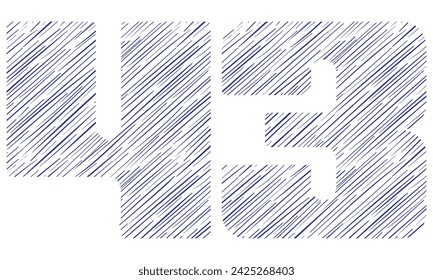 Number Forty Three With Hand Drawn Pattern Vector Illustration. Number 43 With Line Pattern Isolated On A White Background
