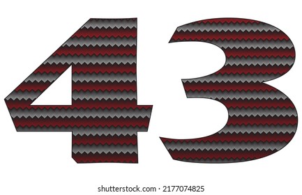 Number Forty Three With Jersey Pattern Vector Illustration. Number 43 Isolated On A White Background
