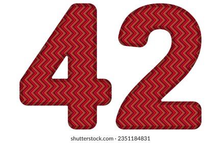 Number Forty Two With Abstract Geometric Pattern. Number 42 Isolated On A White Background