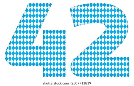 Number Forty Two With Bavarian Oktoberfest Seamless Pattern Vector Illustration. Number 42 Isolated On A White Background
