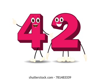 Number Forty Two - Cartoon Vector Image