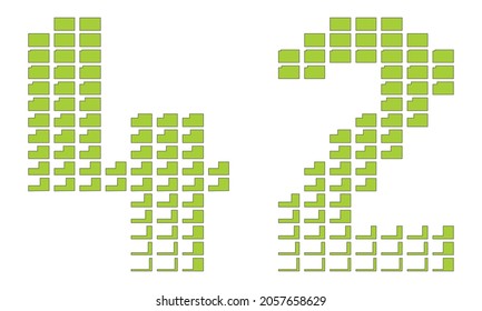 Number Forty Two Vector Illustration. Green Number 42 Isolated On A White Background
