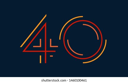Number forty vector font alphabet, modern dynamic flat design with brilliant colorful for your unique elements design ; logo, corporate identity, application, creative poster & more 
