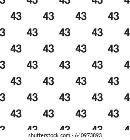 Number Forty-three, 43 seamless pattern, isolated on white background. Vector illustration, easy to edit.