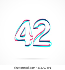 Number Forty-two, 42 hand drawn with blue and pink highlighters, isolated on a blank background.
Vector illustration, easy to edit, manipulate, resize or colorize.