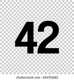 Number Forty-two, 42 isolated on transparent background. Black symbol for your design. Vector illustration, easy to edit.