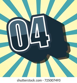 Number four with 3-Dimension style and shadow. Vector Illustration