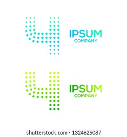 Number Four or 4 with Cross Plus or Positive Logos, Dot and Pixel symbol, Technology and Digital icon, Medical Healthcare Hospital Pharmacy Clinic Signs for your Corporate identity