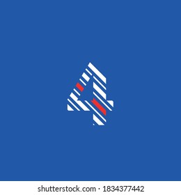 icono número cuatro (4), líneas diagonales vectoriales editables