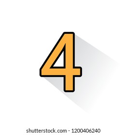 Number four 4 logo orange. Vector design for banner, presentation, web page, card, labels or posters.