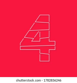 Number four 4. Modern trendy, creative style design.  İsolated vector illustration



