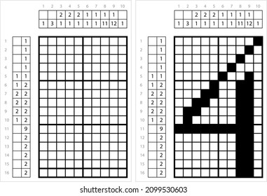 Número Cuatro 4 Arte De Píxel No-Gráfica, Matemático, Numérico, Numérico, Palabra, Ilustración De Arte Vector De Símbolo, Gridddlers De Juego De Rompecabezas Lógico, Pic-A-Pix, Pintura De Imagen Por Números, Picross