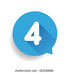 Number four 4  speech bubble blue