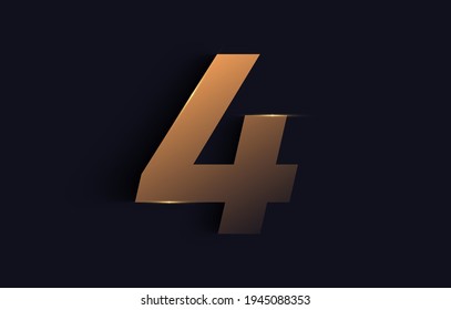 Number four 4 vector font alphabet, modern dynamic luxury flat design for your unique elements design ; logo, corporate identity, application, creative poster etc... vector EPS.