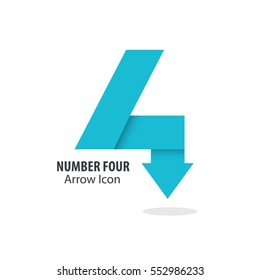 Number Four and Arrow Icon Logo
