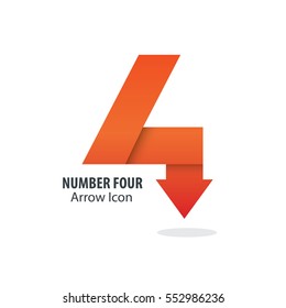 Number Four And Arrow Icon Logo