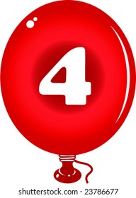 number four in balloon