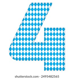 Number Four With Bavarian Oktoberfest Seamless Pattern Vector Illustration. Number 4 Isolated On A White Background
