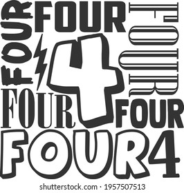 Number Four - Birthday Number design