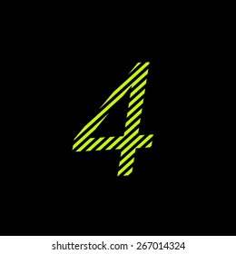 Number four. Black and bright lime poison color for design.