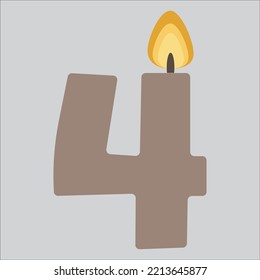 Number four brown with a candle