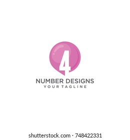 Number Four With bubbles Logo Template