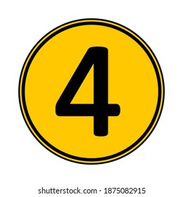 Number four button on white background. Vector illustration.