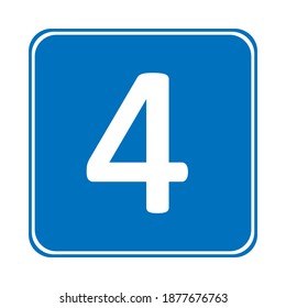 Number four button on white background. Vector illustration.