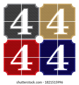 Number Four Button Vector Illustration. Number Four With Cube Pattern. Fragmented Number Four