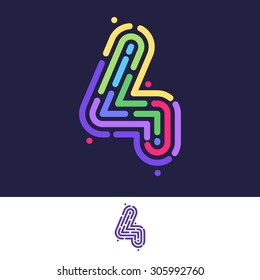 Number four colorful line fingerprint icon. Vector design template elements for your application or corporate identity.
