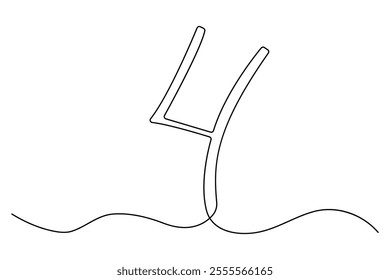 Number four continuous one line drawing of number 4. editable One line drawing of number 4 icon. Vector illustration
