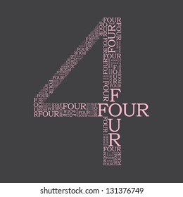number four created from text - illustration