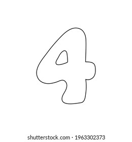 Number four drawing, vector illustration