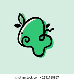 Number four eco-friendly logo. Hand-drawn style with rough marker and paint shift effect. Vector cartoon typeface for zero waste art, nature protection company, spring posters, vegan food packaging.