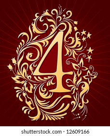 Number four in festive design