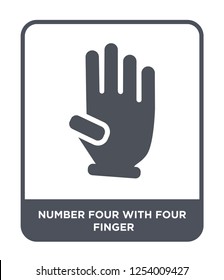 number four with four finger icon vector on white background, number four with four finger trendy filled icons from Hands and guestures collection