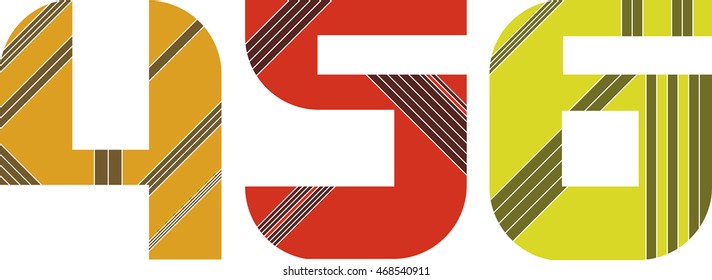 Number four, five, six in the line style