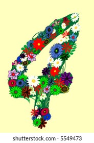 number four with flowers