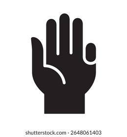 Sinal de mão número quatro. Mostrando o ícone de quatro dedos. Linguagem de sinais de quatro. Símbolo de ícone de valor, quantidade, contagem, número. Ilustração vetorial.
