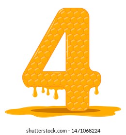 Number four with honey texture for marketing and websites.
