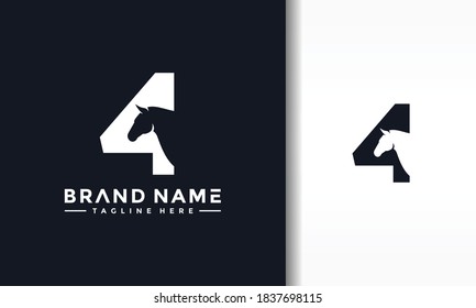 number four horse silhouette logo