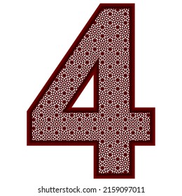 Number Four With Islamic Pattern Vector Illustration. Number 4 With Arabic Pattern Isolated On A White Background
