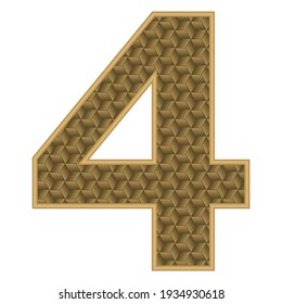 Número Cuatro Aislado En Fondo Blanco. Ilustración del vector número cuatro de oro
