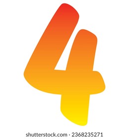Number Four Isolated On A White Background. Number 4 Vector Illustration