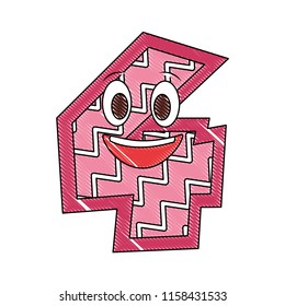 number four kawaii character