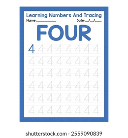 Number Four Learning Number And Tracing